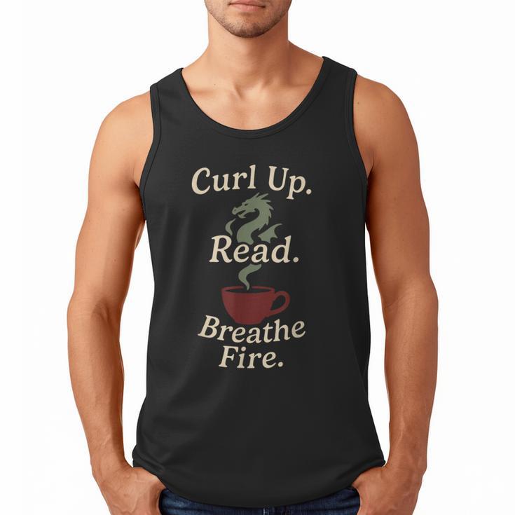 Book Dragon Fantasy Reader Cozy Reading Book Lover Dragon Men Tank Top