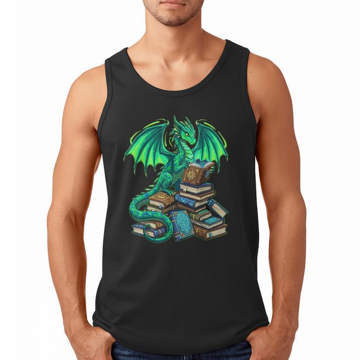 Book Dragon Reading Fantasy Men Tank Top