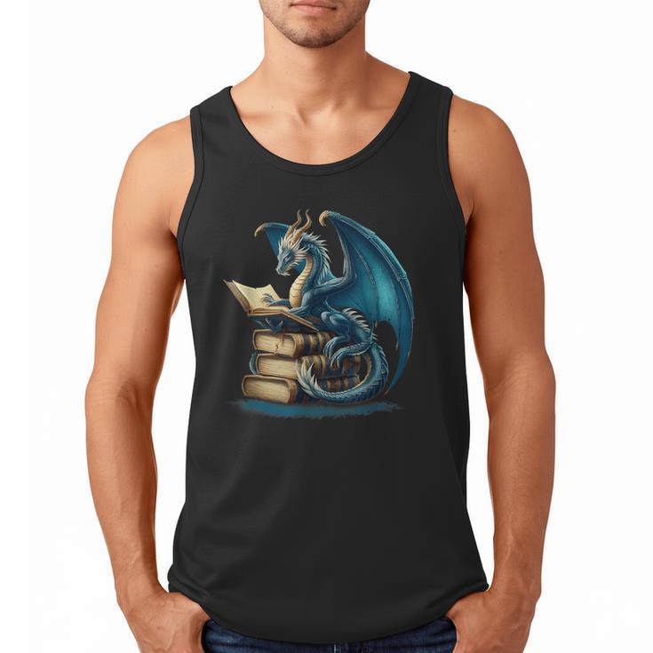 Book Lover Bookworm Reading Books Dragon Sci-Fi Character Men Tank Top