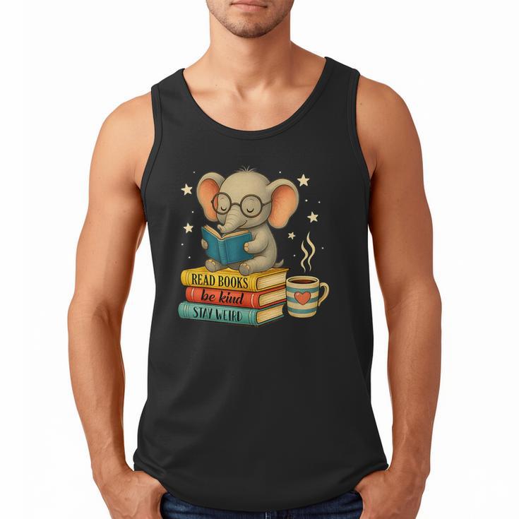 Book Lover Elephant Reading Books Library Read Books Be Kind Men Tank Top