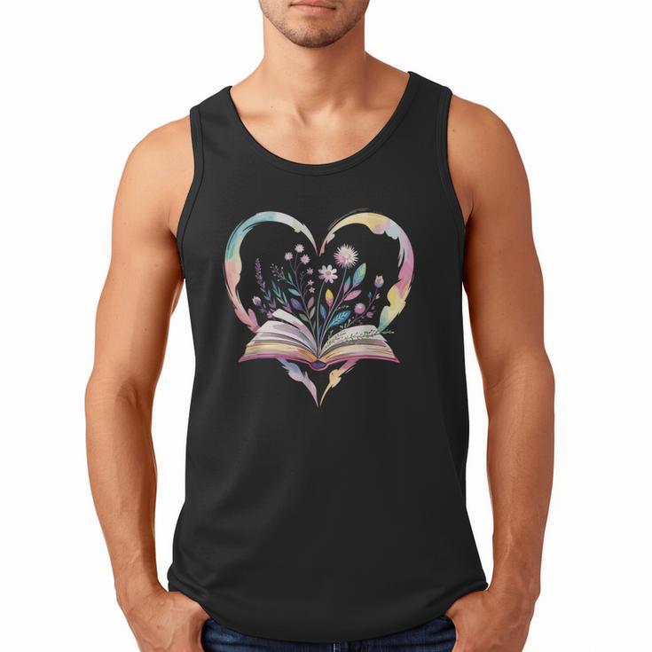 Book Lover Heart Shaped Reading Art Bookworm Men Tank Top