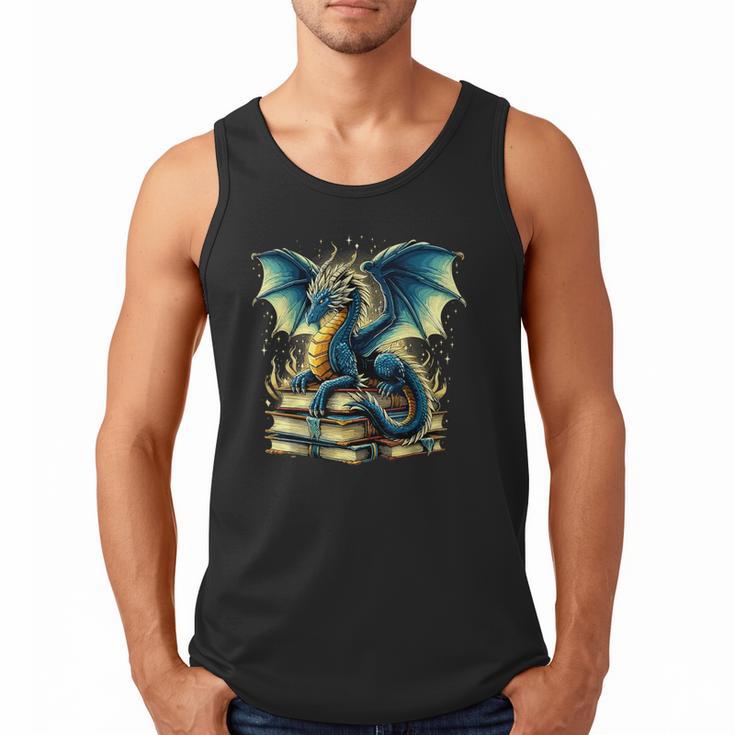 Book Lover Reading Fantasy Dragon Men Tank Top
