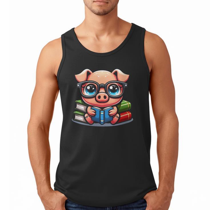 Book Lover Reading Pig Men Tank Top