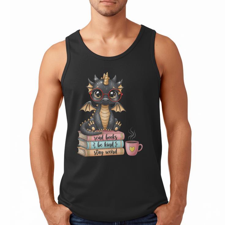 Book Lover Stay Weird Be Kind Read Books Baby Dragon Men Tank Top
