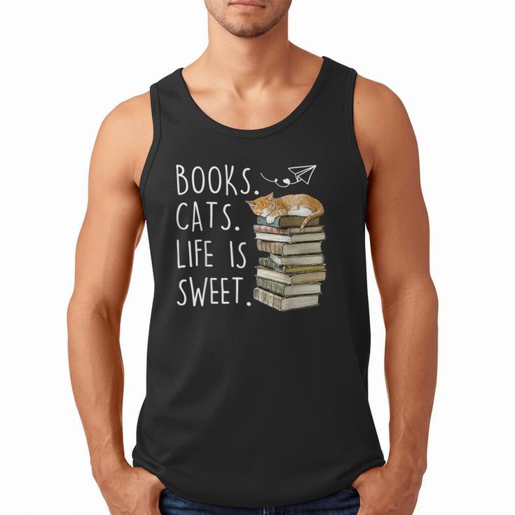 Book Lovers Books Cats Life Is Sweet Cat Lovers Men Tank Top