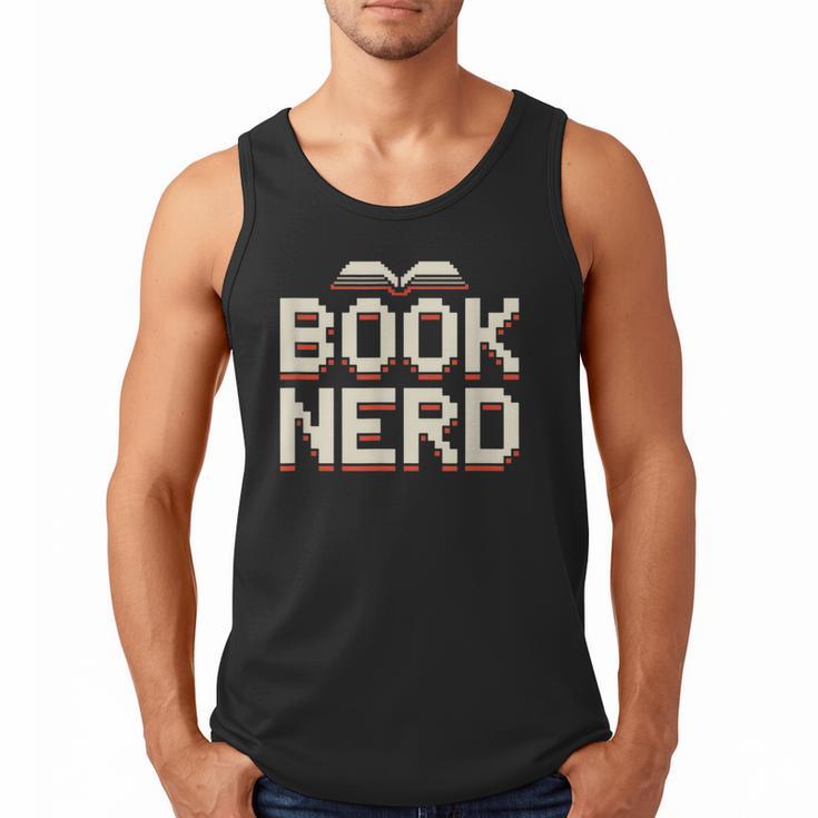 Book Nerd Retro Pixel Reading Librarian Aesthetic Men Tank Top