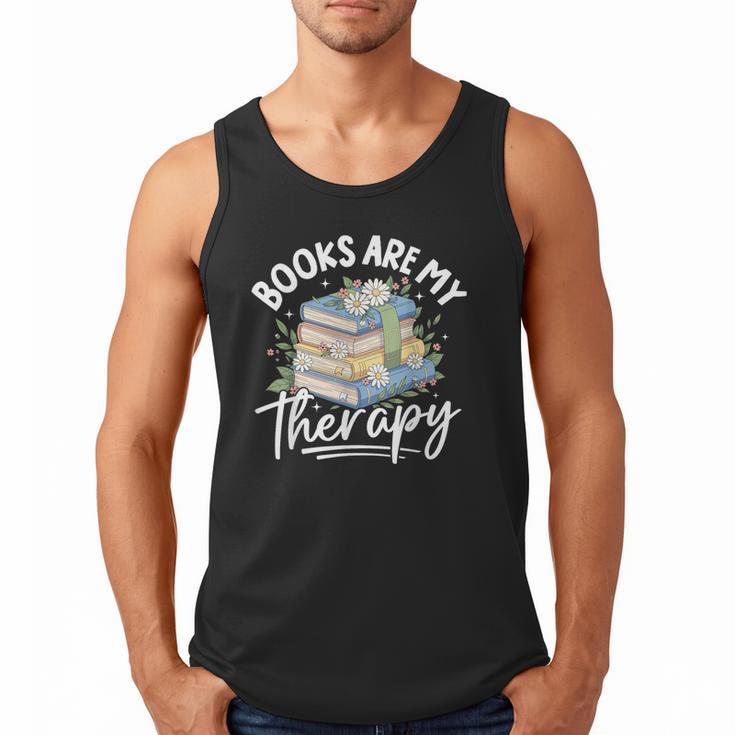 Book Are My Therapy Aesthetic Bookish Reading Men Tank Top