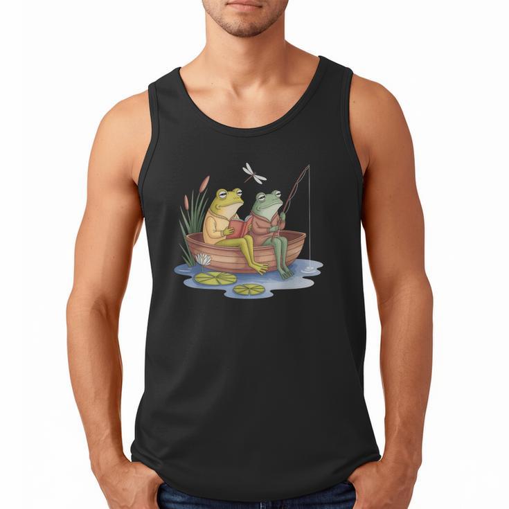 Book Shirt Frog Toad Fishing Vintage Book Frog Men Tank Top