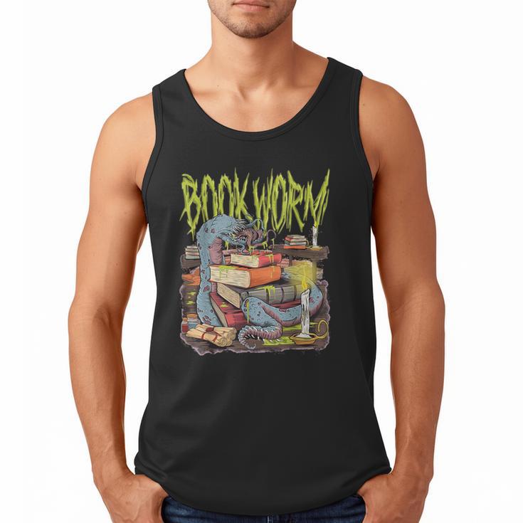 Graphic Book Worm Monster Horror Reading Book Lover Men Tank Top