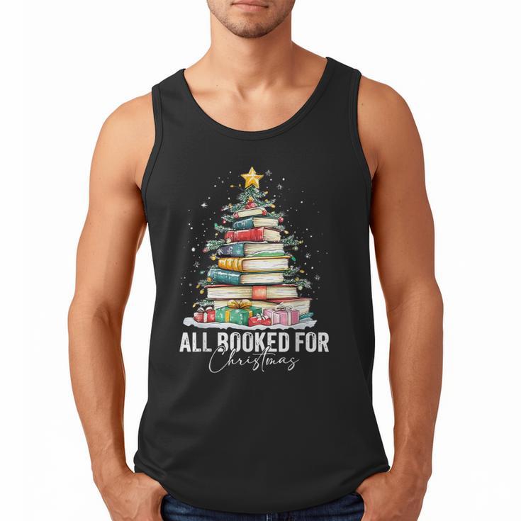 All Booked For Christmas Coquette Books Teacher Xmas Tree Men Tank Top