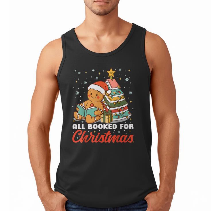 All Booked For Christmas Gingerbread Christmas Tree Book Kid Men Tank Top