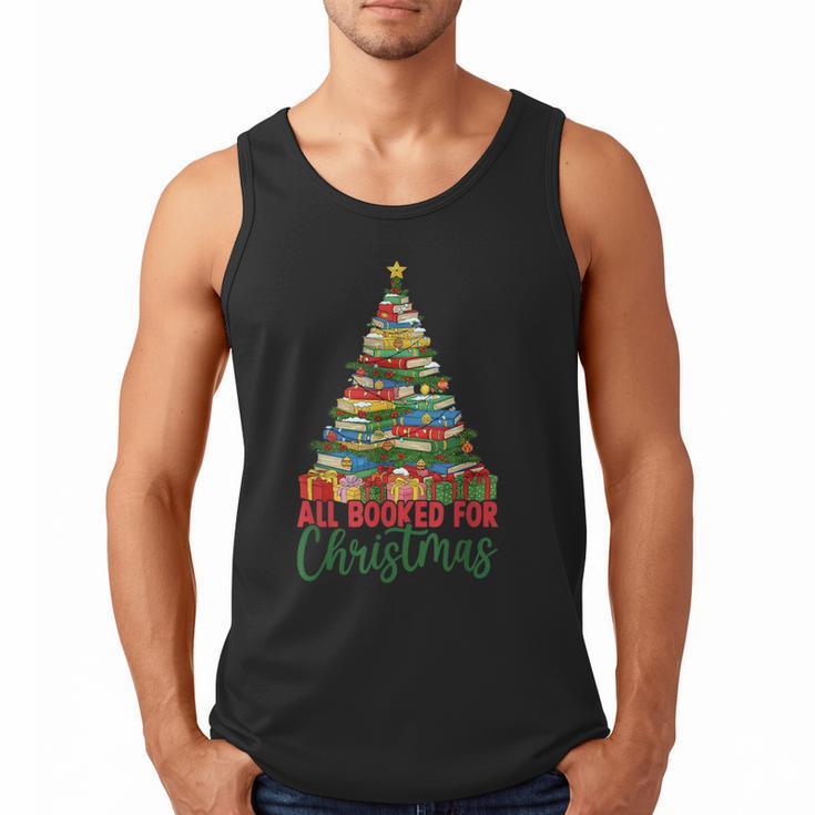 All Booked For Christmas Reading Books Librarian Holiday Men Tank Top