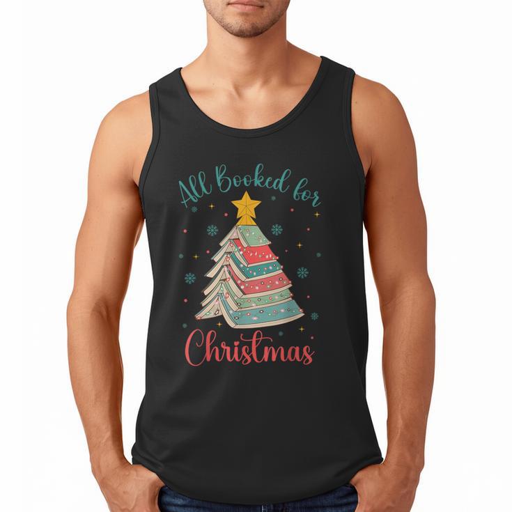 All Booked For Christmas Tree Book Bookish Christmas Men Tank Top