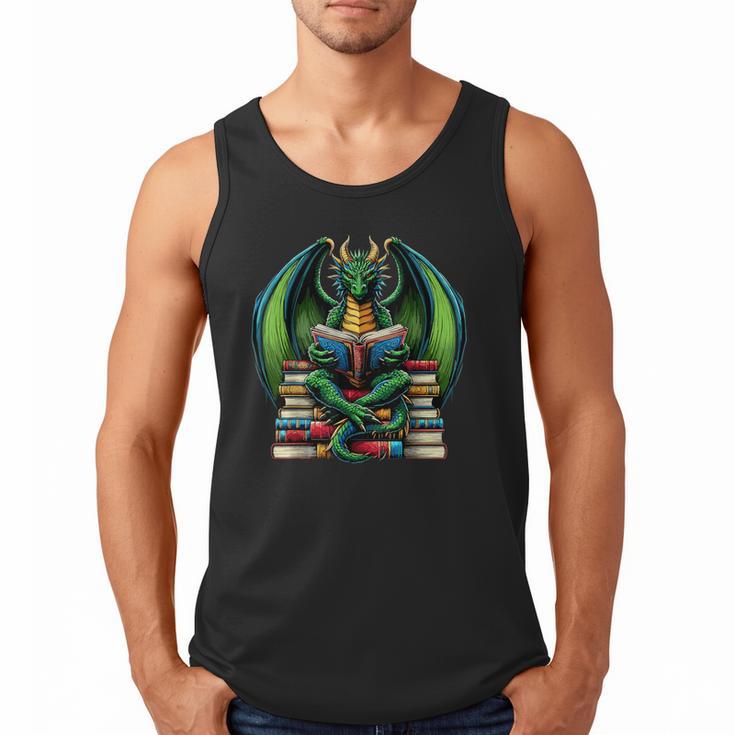 Books Dragon Reading Book Men Tank Top