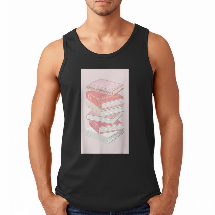 Books Flowers Art Flower Stack Pastel Feminine Men Tank Top