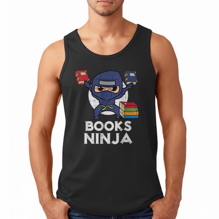 Books Ninja Read Reading Librarian Book Toddler Boys Kids Men Tank Top