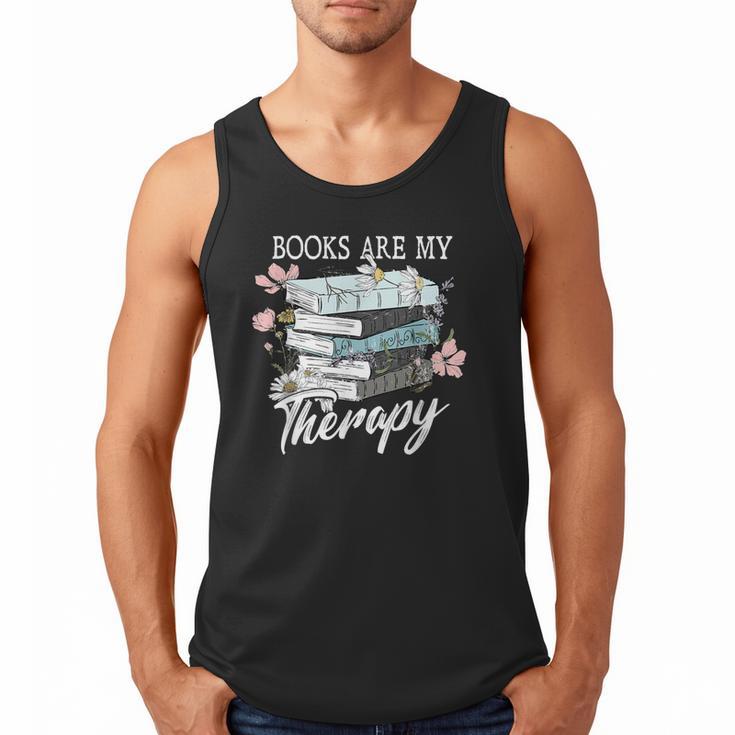 Books Are My Therapy Summer Reading Book Lovers Men Tank Top