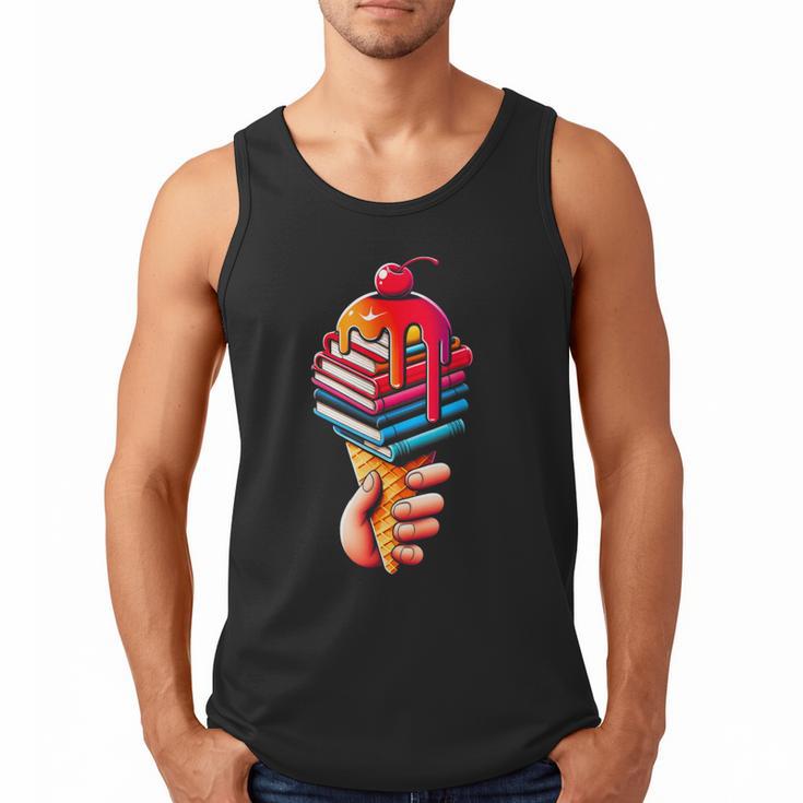 Books Reading Ice Cream Men Tank Top