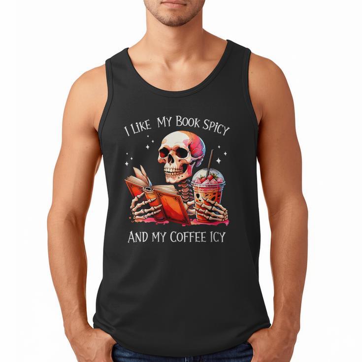I Like My Books Spicy And My Coffee Icy Skeleton Men Tank Top