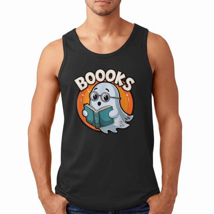 BOOOKS Cute Ghost Reading Books  Halloween Men Tank Top
