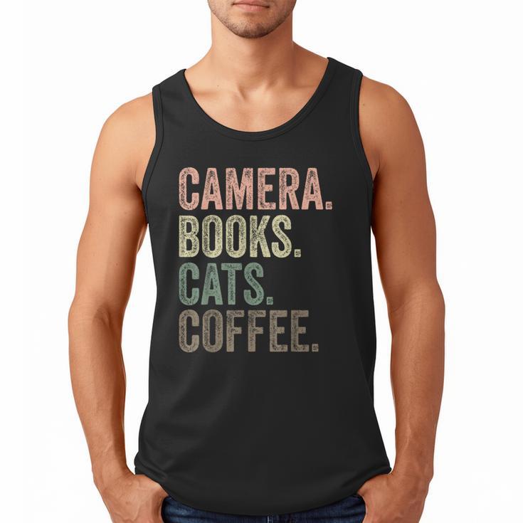 Camera Books Cats And Coffee Lover Photography Men Women Men Tank Top
