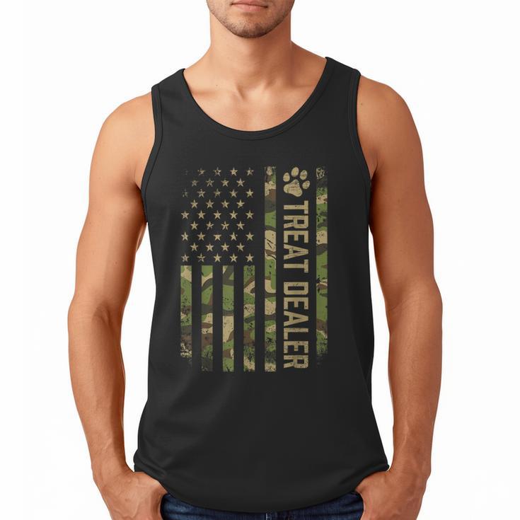 Camo Cat Treat Dealer American Flag US Cat Dad 4th Of July For Men Women Men Tank Top