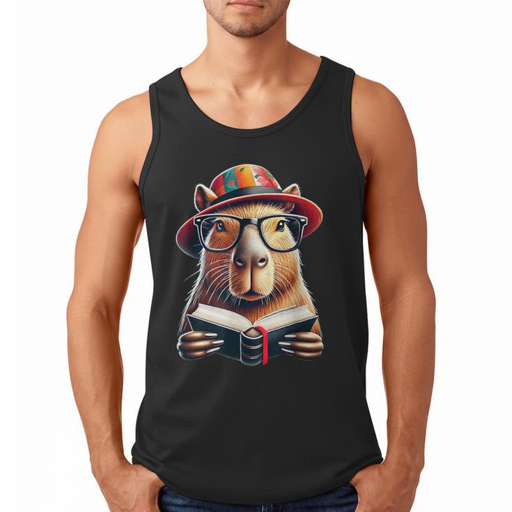 Capybara Bookworm Rodent Reading a Book Men Tank Top