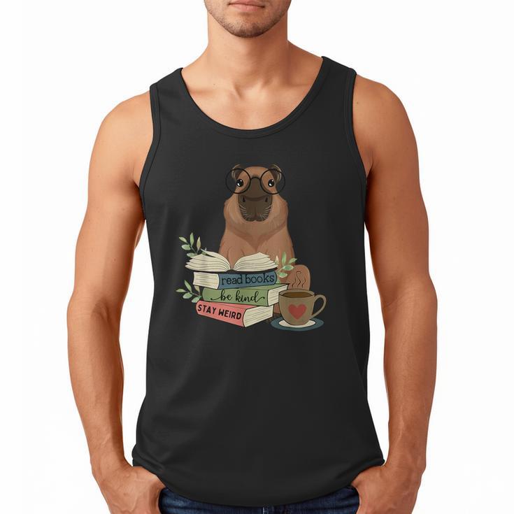 Capybara Glasses Reading Books Capybara Nerd Bookworm Men Tank Top