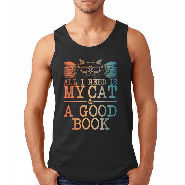 Cat & Book Art For Men Women Cat Librarian Novel Book Lover Men Tank Top