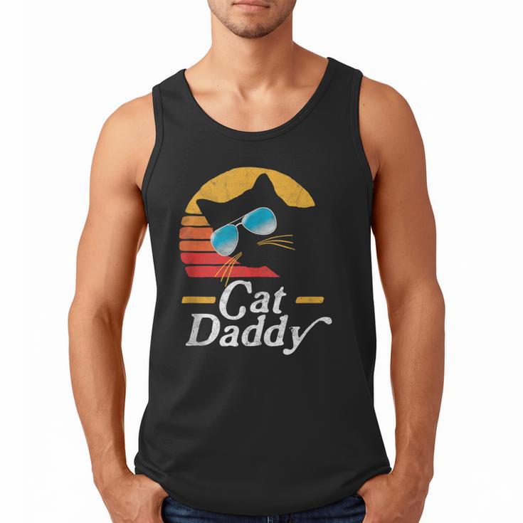 Cat Daddy Vintage 80s Style Cat Retro Sunglasses Distressed Men Tank Top