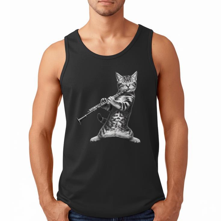 Cat Playing The Clarinet For Cat Lover Cat Mom Cat Dad Men Tank Top