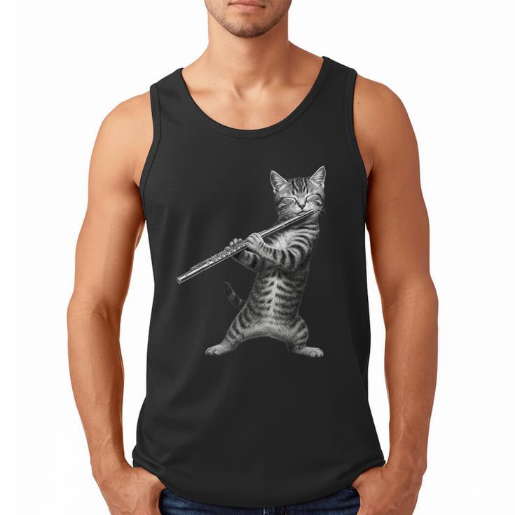Cat Playing Flute For Cat Lover Cat Mom Cat Dad Men Tank Top