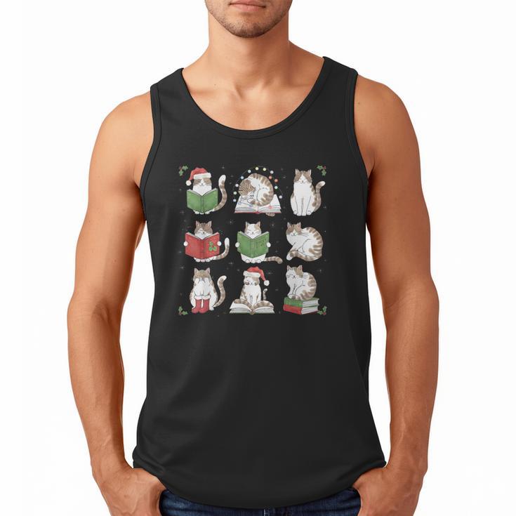 Cat Reading Book Funny Christmas Cat Book Lover Librarian Men Women Kids Men Tank Top