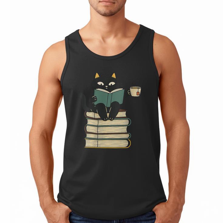 Cat Reading Book Men Tank Top