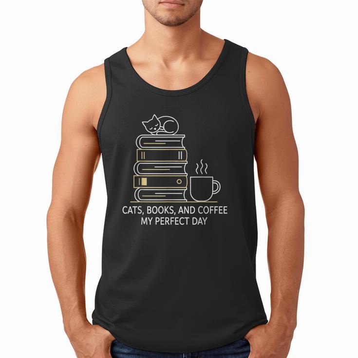 Cats Books And Coffee My Perfect Day Men Tank Top