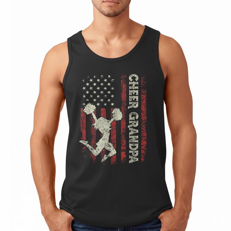 Cheer Grandpa US Flag Dad Patriotic Cheerleader Fathers Day Men Tank Top