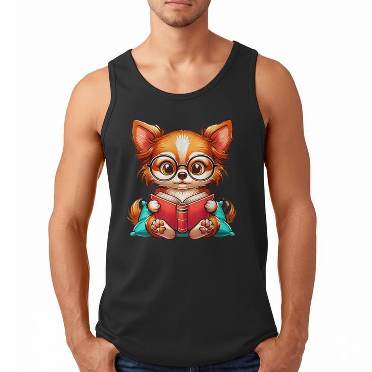 Chihuahua Reading a Book Dog Men Tank Top