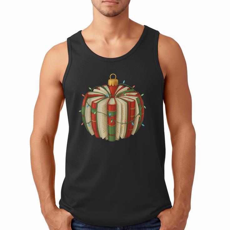 Christmas Book Ornament Lights Holiday Reading Lover Teacher Men Tank Top