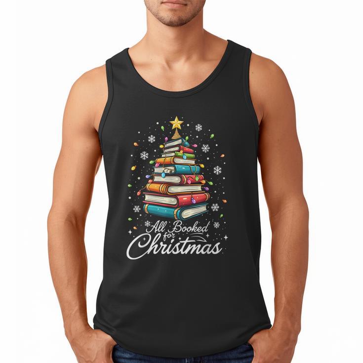 Christmas Book Tree Shirt Book Lover Librarian All Booked For Christmas Women's Christmas Book Lover Librarian Men Tank Top