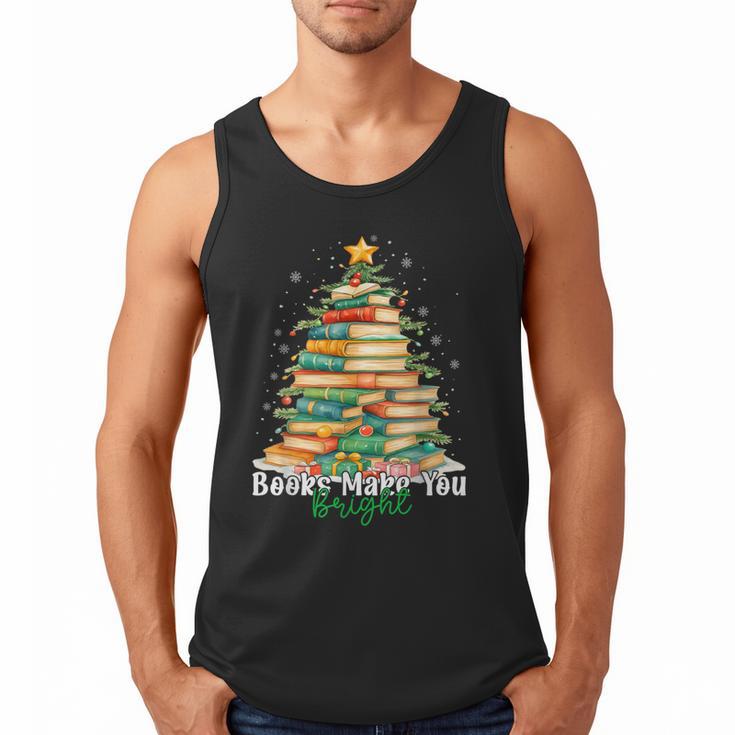 Christmas Books Make You Bright Librarian Teacher Book Lover Men Tank Top
