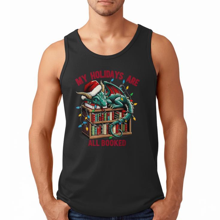 Christmas Dragon My Holidays Are All Booked Book Lovers Kids Men Tank Top