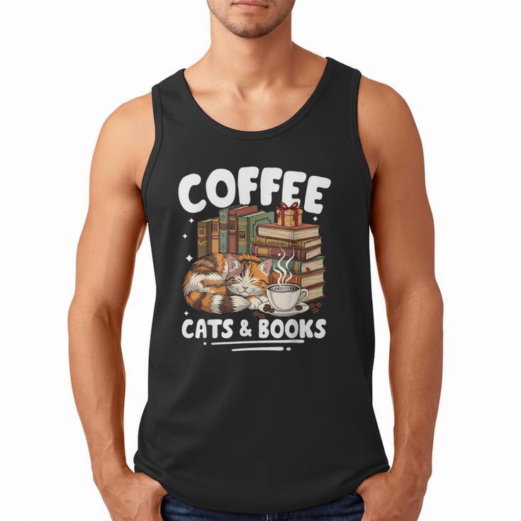 Coffee Cats And Books Cats And Reading Lovers Men Tank Top