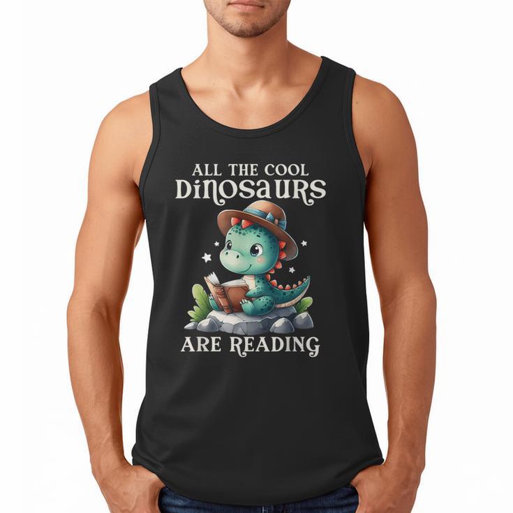 All The Cool Dinosaurs Are Reading Book Reader T-Rex Kawaii Men Tank Top