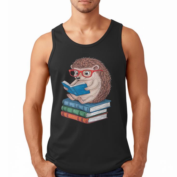 Cool Hedgehog Book Nerd Readers Men Tank Top