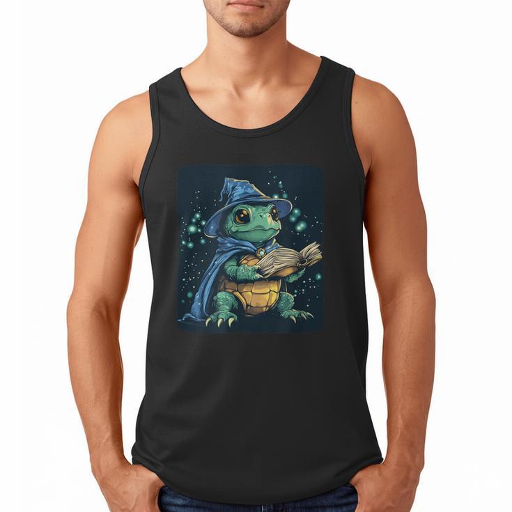 Cool Magical Book With Wizard Turtle For Adults And Kids Men Tank Top