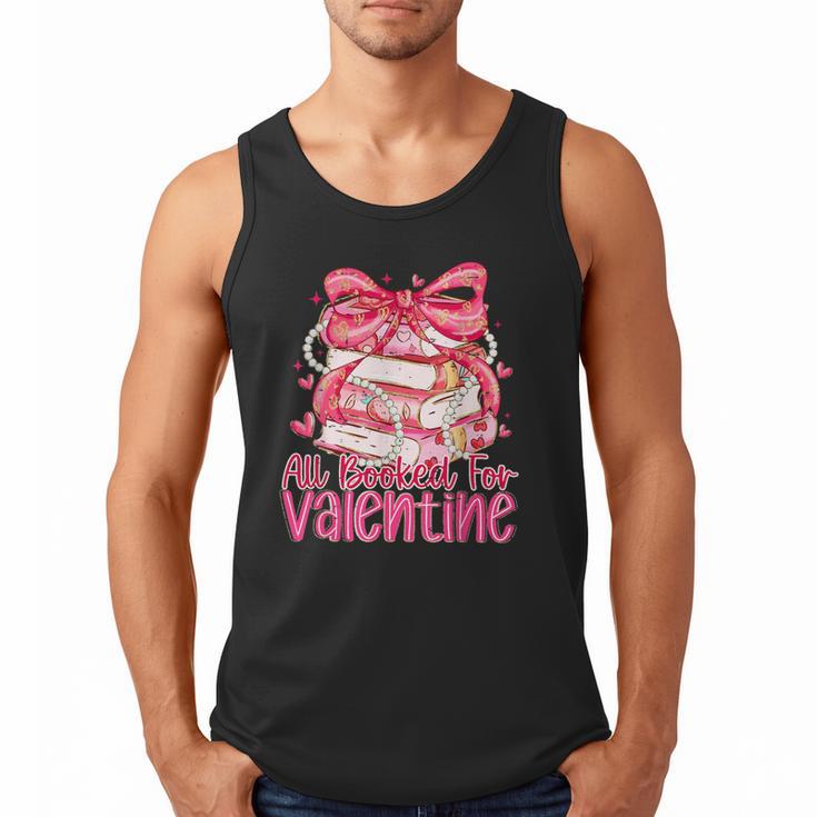 Coquette Bow All Booked For Valentines Teacher Book Men Tank Top