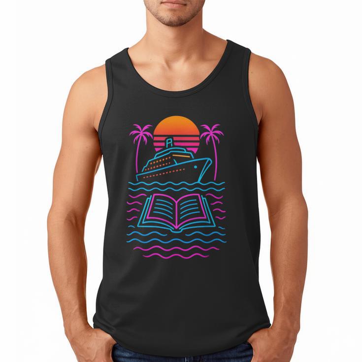 Cruise Ship Vacations Reading Book Lovers Sunset Men Tank Top