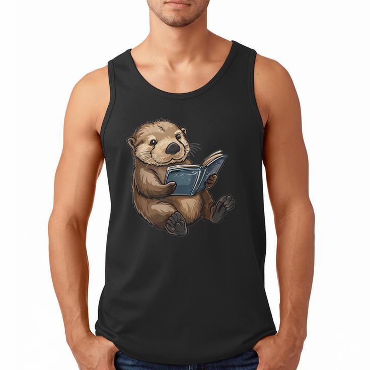 Cute Book Sea Otter Men Tank Top