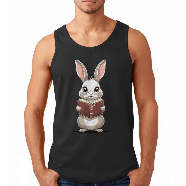 Cute Bookworm Bunny Reading For Kids And Teachers Men Tank Top
