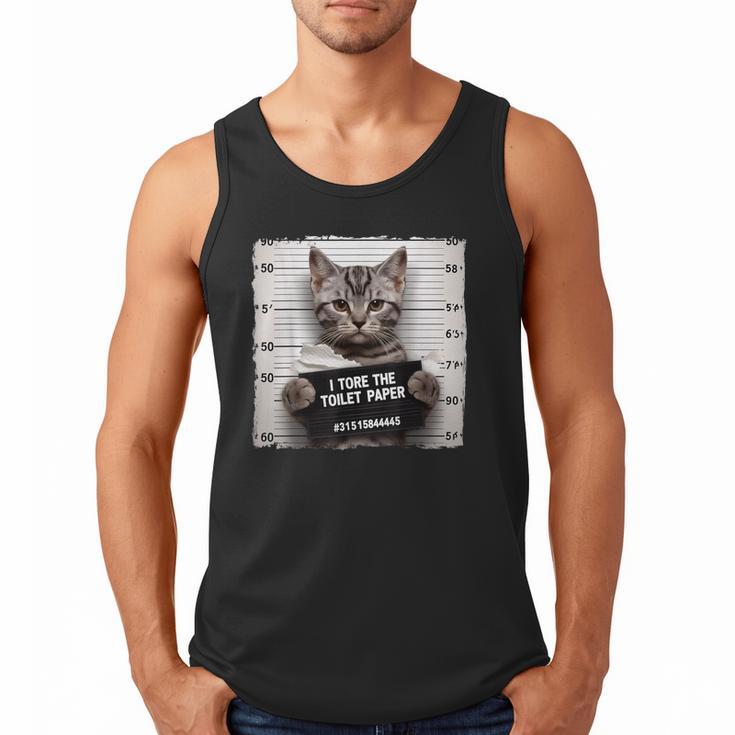 Cute Cat Mugshot Humorous Cat For Cats Lover Cat Mom Cat Dad Men Tank Top